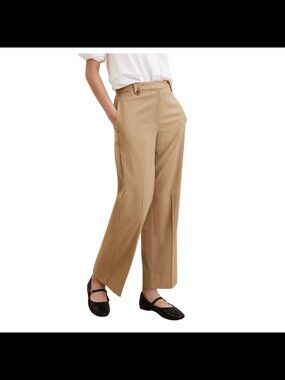 Banana Republic Wide Leg Trousers Size 10 High Rise Beige
